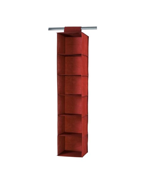 Rack pour pull en tissu avec 6 cases coloris brique