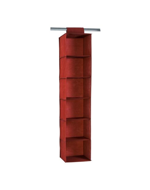 Rack pour pull en tissu avec 6 cases coloris brique