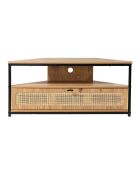 Meuble tv d'angle 1 porte avec cannage rotin l100 cm - jaya
