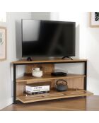 Meuble tv d'angle 1 porte avec cannage rotin l100 cm - jaya