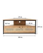 Meuble tv d'angle 1 porte avec cannage rotin l100 cm - jaya