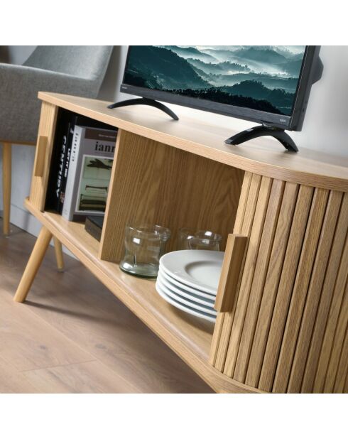 Meuble tv 2 portes coulissantes l120 cm - ernest