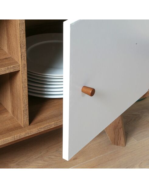 Meuble tv 2 portes et 2 niches l129 cm - albura