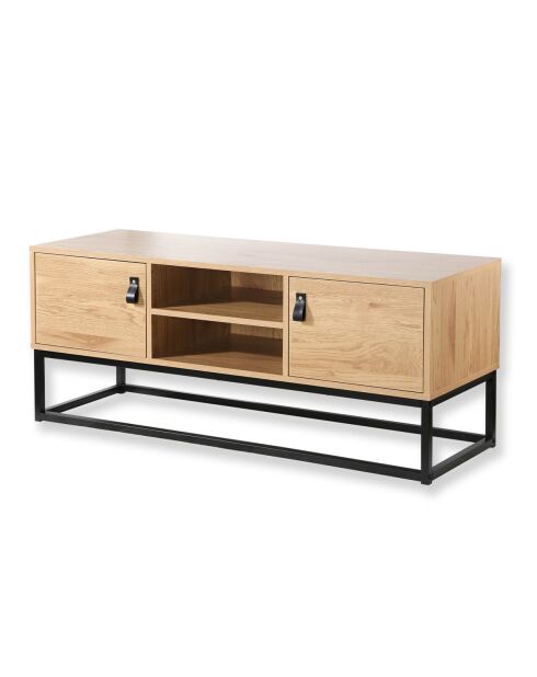 Meuble tv décor chêne 2 portes 2 niches l120 cm - jill