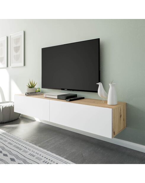 Meuble suspendu 2 abattants et 2 niches de rangement l180 cm - kaway