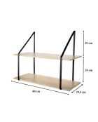Etagère murale grande profondeur à 2 niveaux - l80 x p30cm