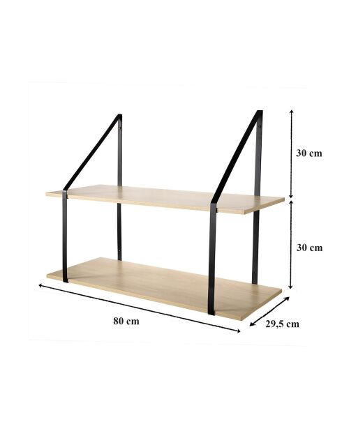 Etagère murale grande profondeur à 2 niveaux - l80 x p30cm