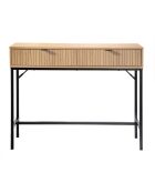 Console 2 tiroirs façade effet bois rainuré l100 x h80 cm - tara