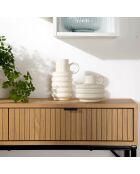 Console 2 tiroirs façade effet bois rainuré l100 x h80 cm - tara