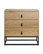 Commode décor chêne 3 tiroirs piétement métal - jill