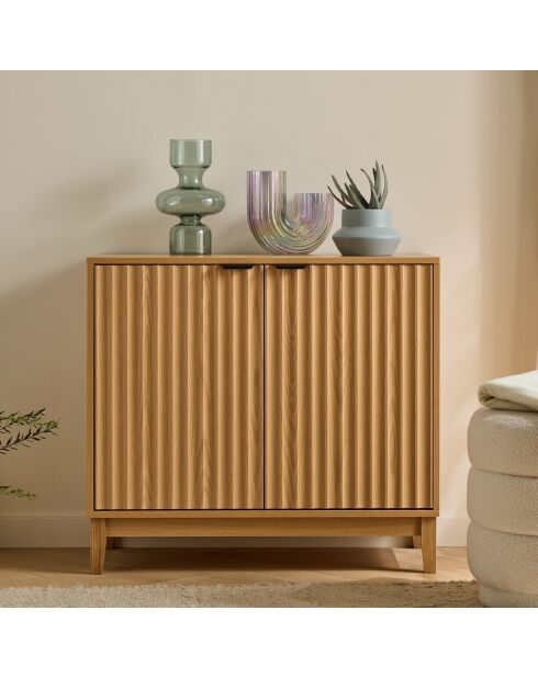 Buffet 2 portes avec façades effet vague l80 cm - bologne