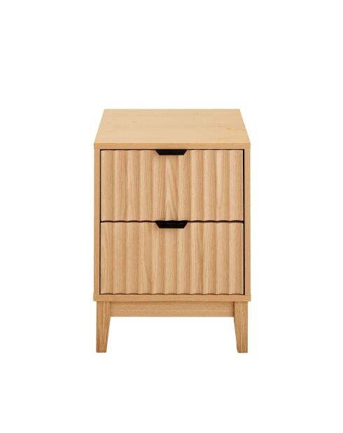 Table de chevet avec 2 tiroirs aux façades effet vague h52 cm - bologne