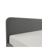 Lit coffre 140x190 cm en tissu gris avec tête de lit et sommier - ysée
