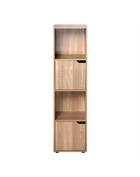 Meuble 4 cases décor bois 2 portes - modu