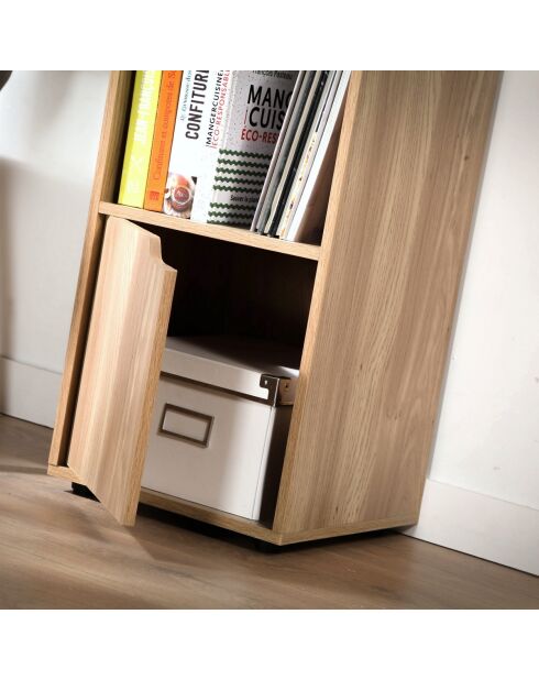 Meuble 4 cases décor bois 2 portes - modu