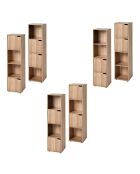 Meuble 4 cases décor bois 2 portes - modu