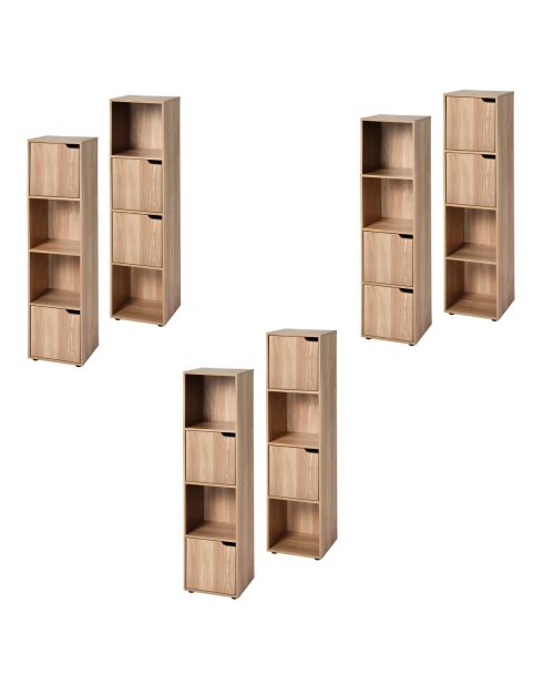 Meuble 4 cases décor bois 2 portes - modu