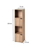 Meuble 4 cases décor bois 2 portes - modu