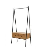 Penderie en métal noir avec 1 tiroir décor chêne h170cm - jill