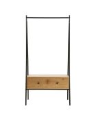 Penderie en métal noir avec 1 tiroir décor chêne h170cm - jill