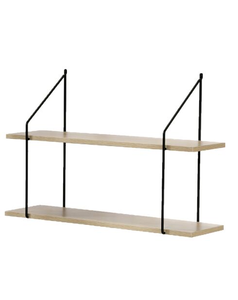 Étagère murale 2 niveaux décor bois l60 cm