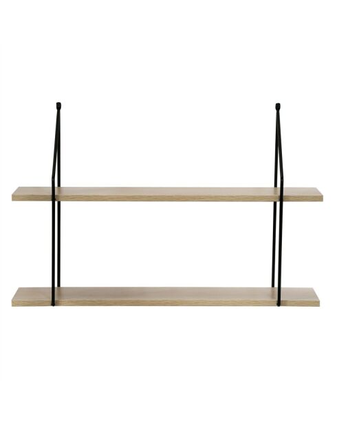 Étagère murale 2 niveaux décor bois l60 cm