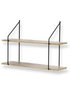 Étagère murale 2 niveaux décor bois l60 cm