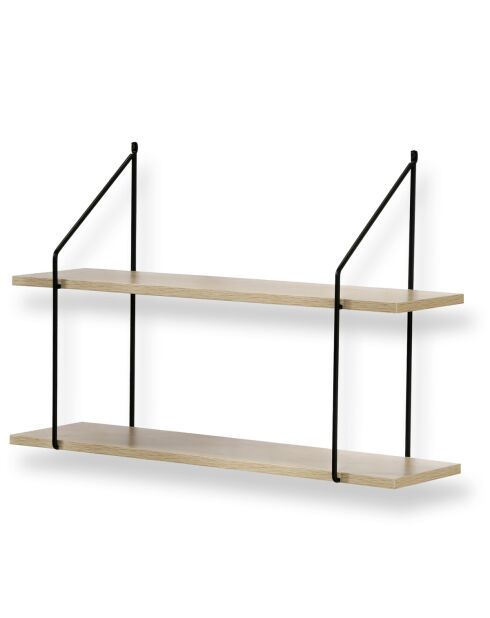 Étagère murale 2 niveaux décor bois l60 cm