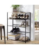 Etagère à chaussures 5 niveaux en métal noir