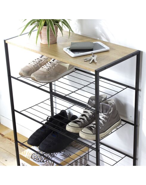 Etagère à chaussures 5 niveaux en métal noir