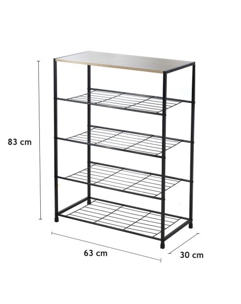 Etagère à chaussures 5 niveaux en métal noir