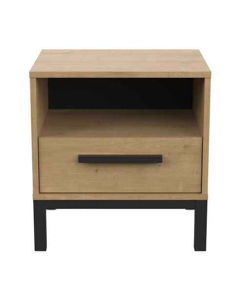Chevet 1 tiroir et 1 niche décor chêne et noir mat l44,6 cm - craft