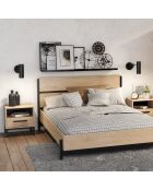 Chevet 1 tiroir et 1 niche décor chêne et noir mat l44,6 cm - craft