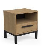 Chevet 1 tiroir et 1 niche décor chêne et noir mat l44,6 cm - craft