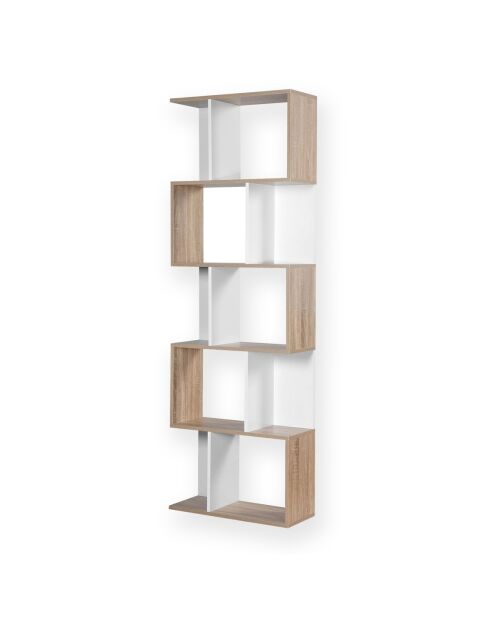 Bibliothèque multi-cases h180 cm - décor bois et blanc