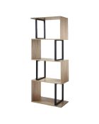 Bibliothèque 4 niveaux décor bois et montants métal - h148 cm