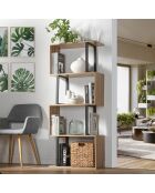 Bibliothèque 4 niveaux décor bois et montants métal - h148 cm