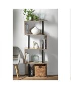 Bibliothèque 4 niveaux décor bois et montants métal - h148 cm