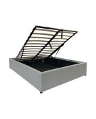 Lit coffre 140x190 cm en tissu gris - alba