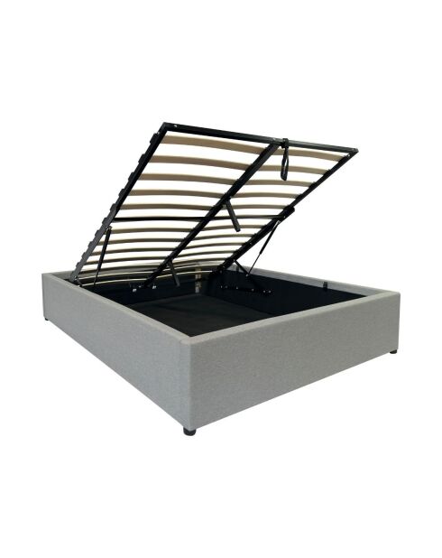 Lit coffre 140x190 cm en tissu gris - alba