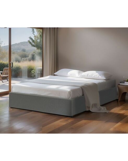 Lit coffre 140x190 cm en tissu gris - alba
