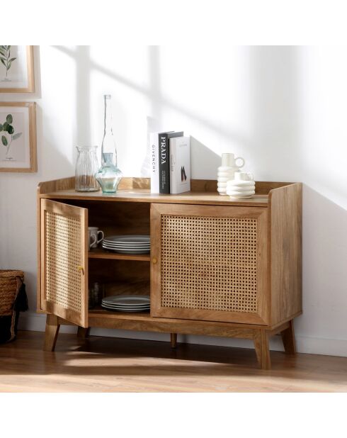 Buffet 2 portes en cannage rotin l110 cm - palmo