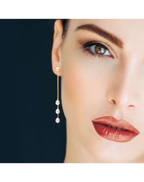 Boucles d'Oreilles en Vermeil Perles de Culture d'Eau Douce Poires 5-6 mm