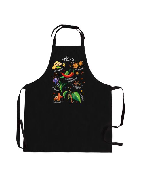 Tablier Sans Poche Epices Recyclé noir - 72x90 cm