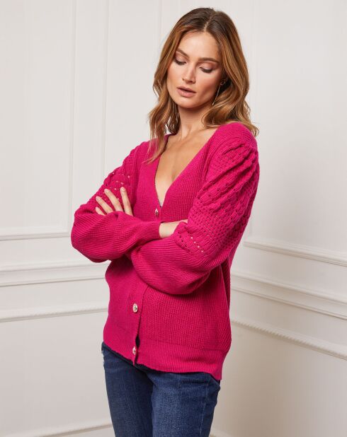 Gilet en Cachemire mélangé Liv fushia