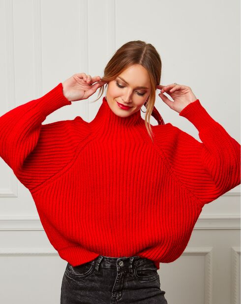 Pull 100% Laine Noa rouge
