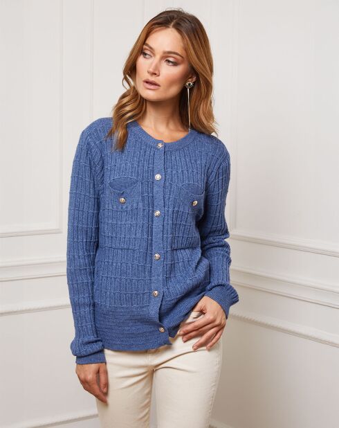 Gilet en Cachemire mélangé Stephanie indigo