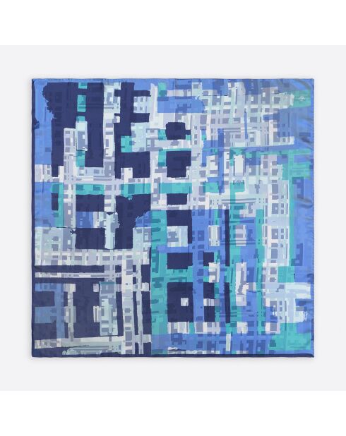 Carré 100% Soie Ariane aqua - 90x90 cm