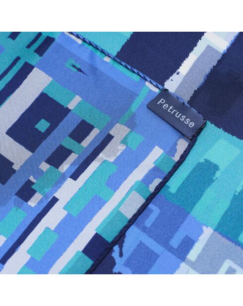 Carré 100% Soie Ariane aqua - 90x90 cm