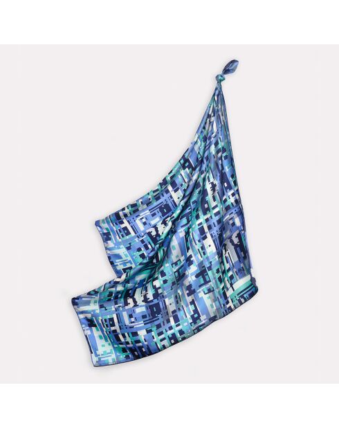 Carré 100% Soie Ariane aqua - 90x90 cm